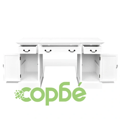 Бяло елегантно бюро с шкафове и чекмеджета ➤ топ цена ➤ sorbe.bg