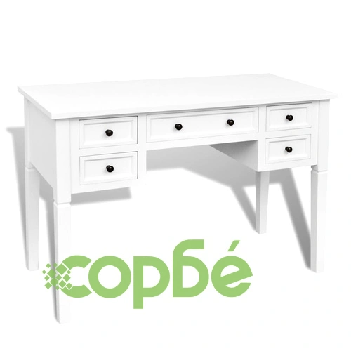 Бяло бюро за писане с 5 чекмеджета ➤ топ цена ➤ sorbe.bg