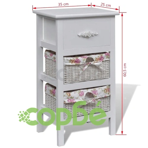 Шкаф с 1 чекмедже и 2 кошници, бял, дърво пауловния  ➤ топ цена ➤ sorbe.bg