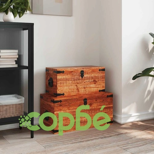 Комплект от 2 сандъка от необработено мангово дърво  ➤ топ цена ➤ sorbe.bg