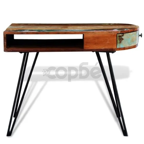 Бюро от регенерирано масивно дърво с железни крака ➤ топ цена ➤ sorbe.bg