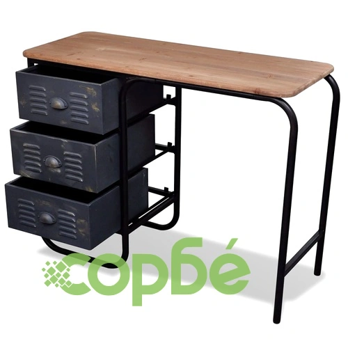 Дървено бюро в индустриален стил с 3 чекмеджета ➤ топ цена ➤ sorbe.bg