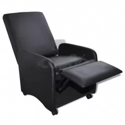 Сгъваем фотьойл, черен, изкуствена кожа