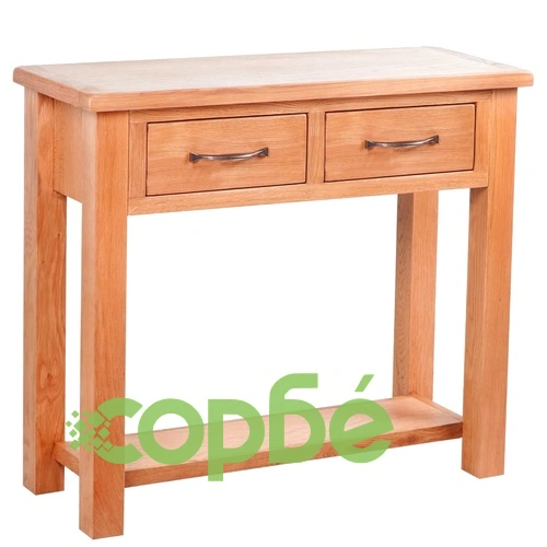 Конзолна маса с 2 чекмеджета, 83x30x73 см, дъбов масив ➤ топ цена ➤ sorbe.bg