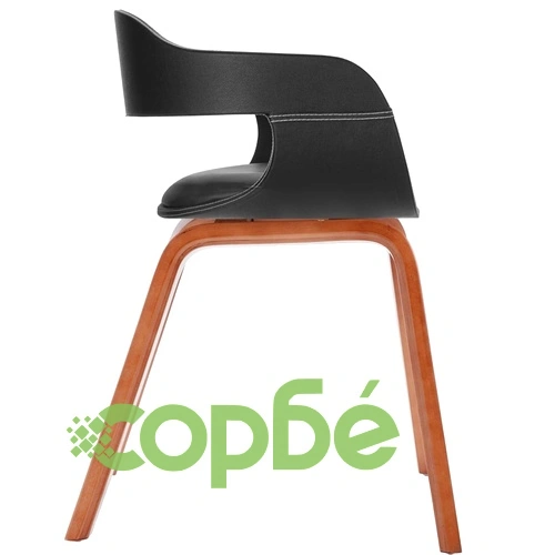 Трапезен стол, извито дърво, изкуствена кожа ➤ топ цена ➤ sorbe.bg