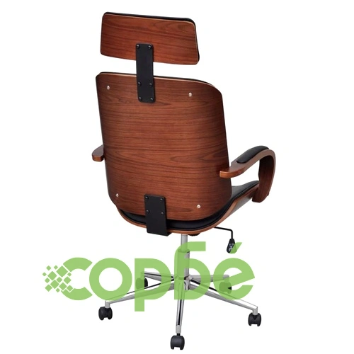 Въртящ офис стол с опора за глава огънато дърво изкуствена кожа ➤ топ цена ➤ sorbe.bg