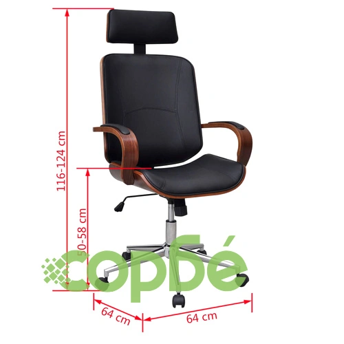 Въртящ офис стол с опора за глава огънато дърво изкуствена кожа ➤ топ цена ➤ sorbe.bg
