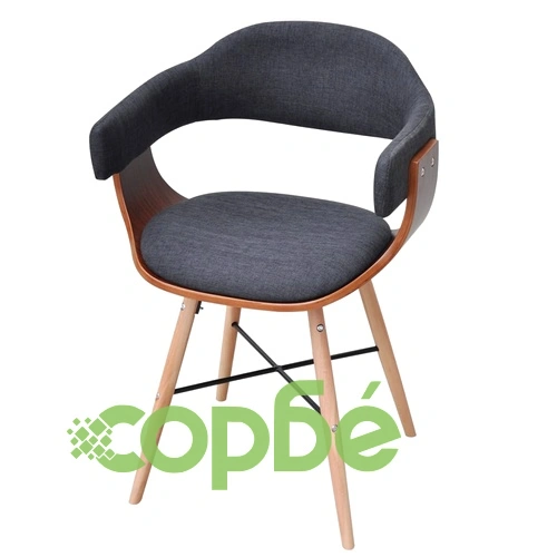 Трапезни столове, 2 бр, тъмносиви, огънато дърво и плат ➤ топ цена ➤ sorbe.bg