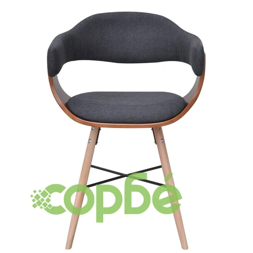 Трапезни столове, 2 бр, тъмносиви, огънато дърво и плат ➤ топ цена ➤ sorbe.bg