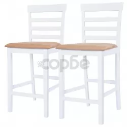 Бар столове, 2 бр, бели, текстил