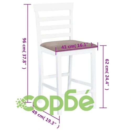 Бар столове, 2 бр, бели, текстил ➤ топ цена ➤ sorbe.bg