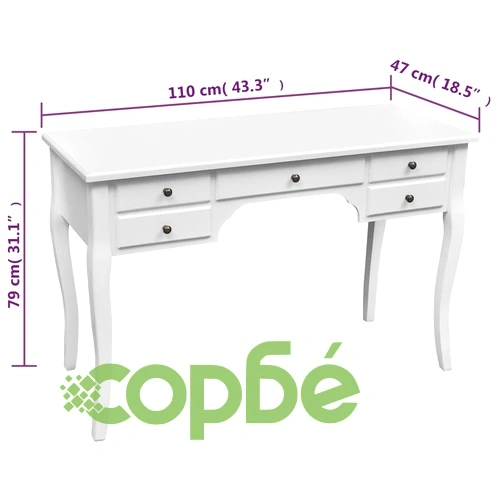 Дървено френско бюро с извити крака и 5 чекмеджета ➤ топ цена ➤ sorbe.bg