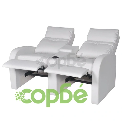 Диван реклайнер, двуместен, изкуствена кожа, бял  ➤ топ цена ➤ sorbe.bg