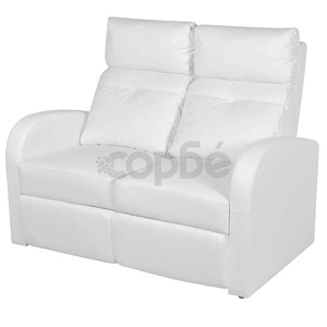 Диван реклайнер, двуместен, изкуствена кожа, бял 