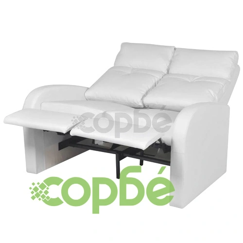 Диван реклайнер, двуместен, изкуствена кожа, бял  ➤ топ цена ➤ sorbe.bg