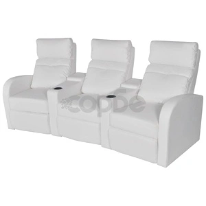 Диван реклайнер, 3-местен, изкуствена кожа, бял 