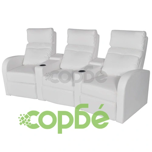 Диван реклайнер, 3-местен, изкуствена кожа, бял  ➤ топ цена ➤ sorbe.bg