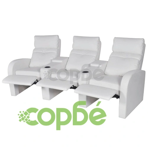 Диван реклайнер, 3-местен, изкуствена кожа, бял  ➤ топ цена ➤ sorbe.bg