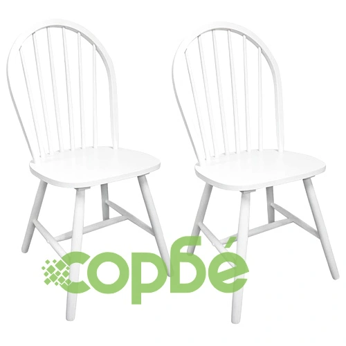 Трапезни столове, 2 бр, бели, каучуково дърво масив ➤ топ цена ➤ sorbe.bg