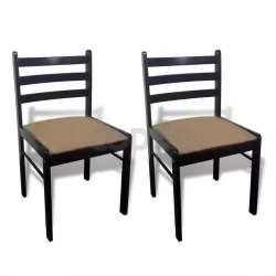 Трапезни столове 2 бр кафяви масивно каучуково дърво и кадифе