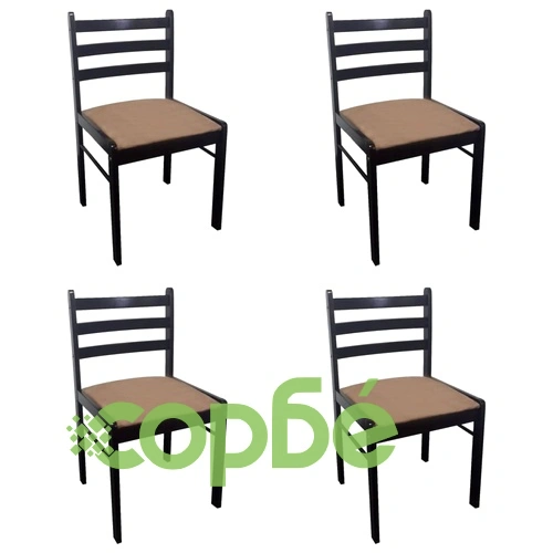 Трапезни столове 4 бр кафяви масивно каучуково дърво и кадифе ➤ топ цена ➤ sorbe.bg