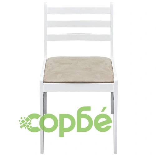 Трапезни столове 4 бр бели масивно каучуково дърво и кадифе ➤ топ цена ➤ sorbe.bg