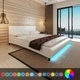 Рамка за легло с LED, бяла, изкуствена кожа, 160x200 cм