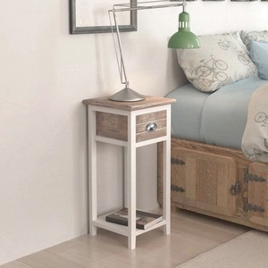 Нощно шкафче с 1 чекмедже, кафяво и бяло 