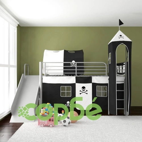 високо детско легло Пирати, стълба, пързалка, метал, 200х100см ➤ топ цена ➤ sorbe.bg