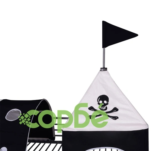 високо детско легло Пирати, стълба, пързалка, метал, 200х100см ➤ топ цена ➤ sorbe.bg