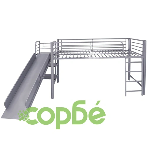 високо детско легло Пирати, стълба, пързалка, метал, 200х100см ➤ топ цена ➤ sorbe.bg