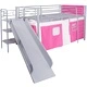 Легло със стълба и пързалка, стомана, розово, 200x100 см