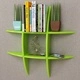 Зелен МДФ плаващ стенен рафт за съхранение на книги/DVD