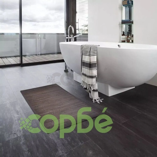 Бамбукова постелка за баня 60 x 90 см, тъмно кафява ➤ топ цена ➤ sorbe.bg