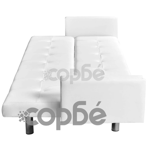 Разтегателен диван с подлакътници, изкуствена кожа, бял  ➤ топ цена ➤ sorbe.bg