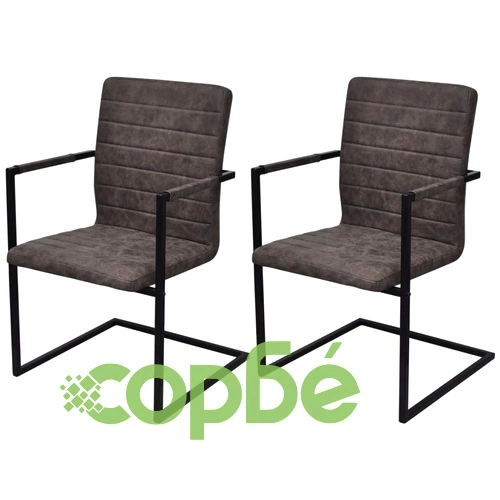 Конзолни трапезни столове, 2 бр, кафяви, изкуствена кожа ➤ топ цена ➤ sorbe.bg