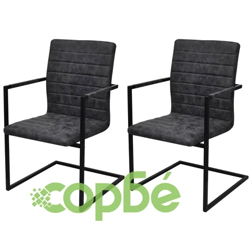 Конзолни трапезни столове, 2 бр, черни, изкуствена кожа ➤ топ цена ➤ sorbe.bg