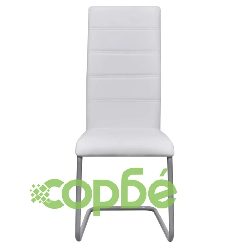 Конзолни трапезни столове, 4 бр, бели, изкуствена кожа ➤ топ цена ➤ sorbe.bg