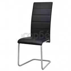 Конзолни трапезни столове, 2 бр, черни, изкуствена кожа
