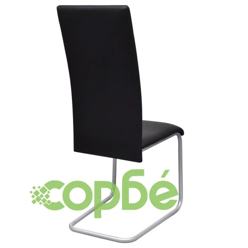 Конзолни трапезни столове, 2 бр, черни, изкуствена кожа ➤ топ цена ➤ sorbe.bg