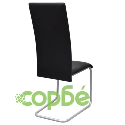 Конзолни трапезни столове, 4 бр, черни, изкуствена кожа ➤ топ цена ➤ sorbe.bg