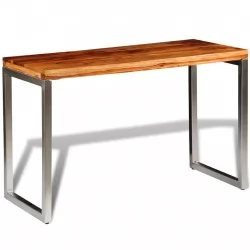 Трапезна маса/бюро от масивно шишамово дърво, стоманени крака