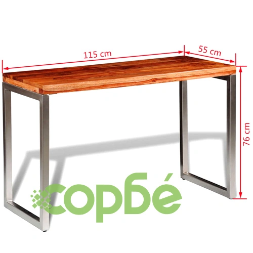 Трапезна маса/бюро, масивно дърво, стоманени крака ➤ топ цена ➤ sorbe.bg