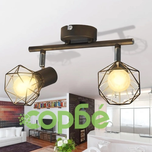 Спот лампа телена рамка индустриален стил 2 LED крушки филамент ➤ топ цена ➤ sorbe.bg