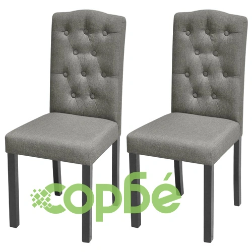 Трапезни столове, 2 бр, сиви, текстил ➤ топ цена ➤ sorbe.bg