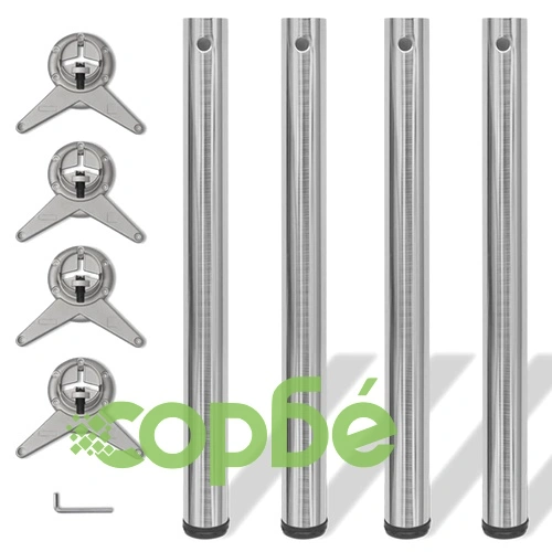 4 крака за регулиране на височината на маси, матиран никел, 710 мм ➤ топ цена ➤ sorbe.bg