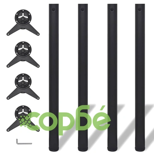 4 крака за регулиране на височината на маси, черно, 870 мм ➤ топ цена ➤ sorbe.bg