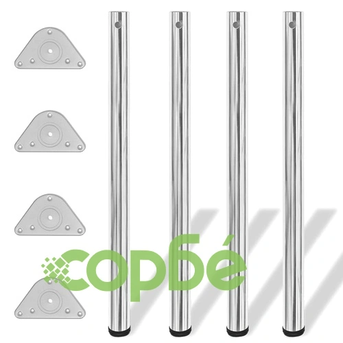 Крака за регулиране на височината на маси, 4 броя, хром, 870 мм ➤ топ цена ➤ sorbe.bg