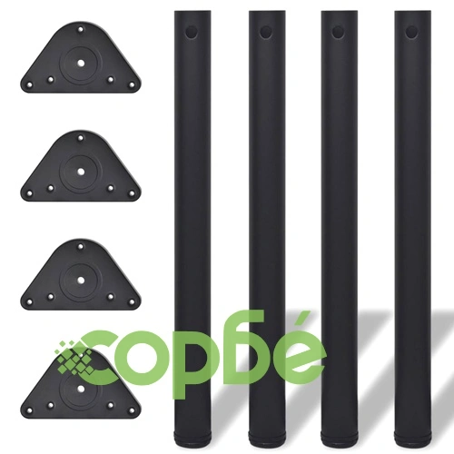 4 крака за регулиране на височината на маси, черно, 710 мм ➤ топ цена ➤ sorbe.bg