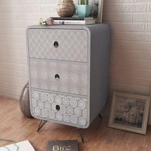 Страничен шкаф с 3 чекмеджета, сив